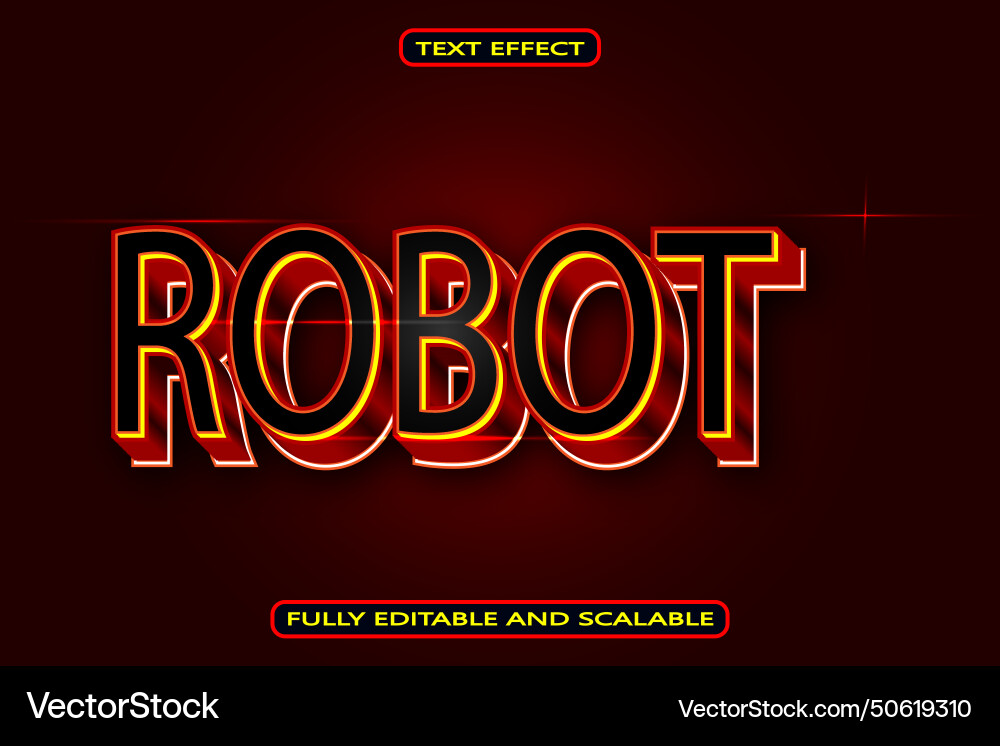 Robot editable text effect 3 dimension modern Robot editable text effect 3 dimension modern vector image