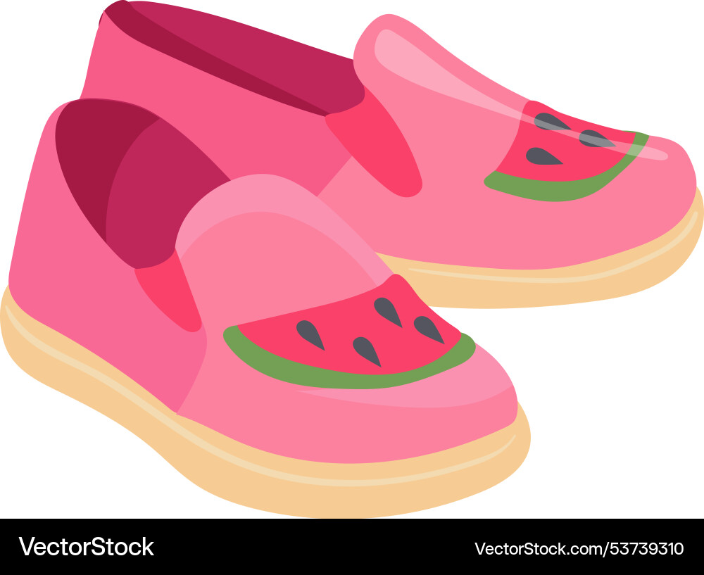 Süße Kinderschuhe Textilschuhe mit Obst vektorbild