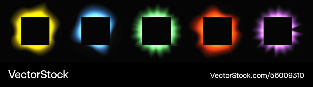 Set of square illuminate light frames Set of square illuminate light frames Vector Image
