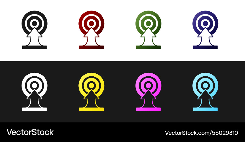 Set target with arrow icon isolated on black Set target with arrow icon isolated on black vector image