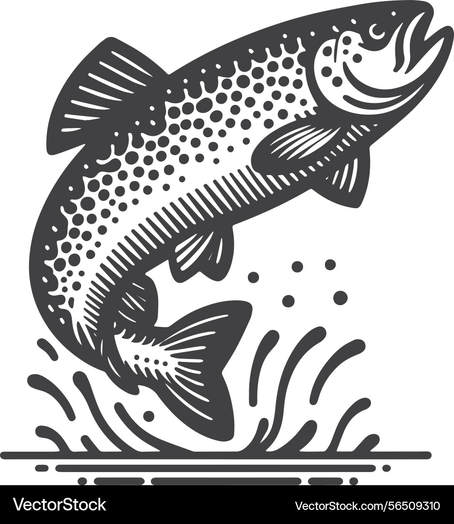 Simple trout leaping upstream icon design Simple trout leaping upstream icon design vector image