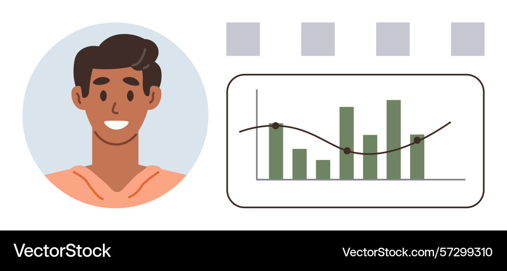 Smiling professional with data visualization Smiling professional with data visualization vector image