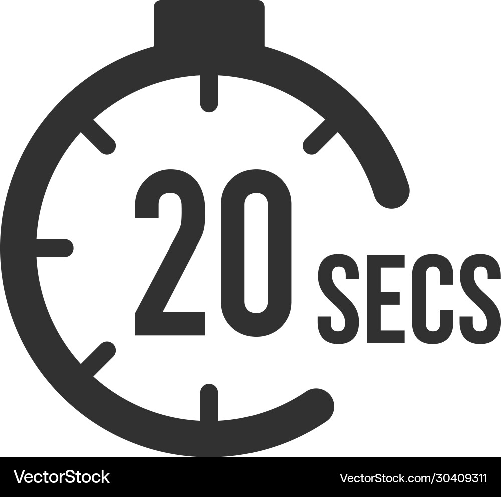 20 seconds countdown timer icon set time interval Vector Image