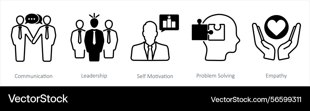 A set of 5 soft skills icons as communication Vector Image