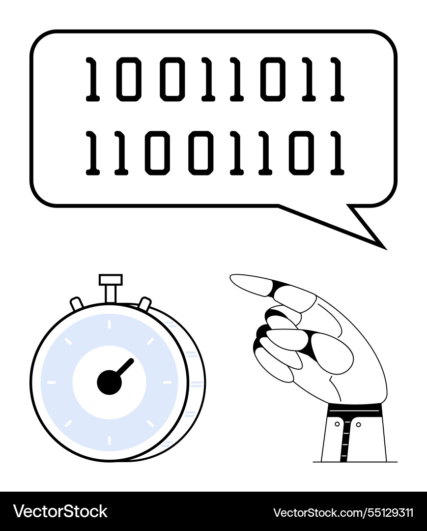 Binary code in speech bubble robotic hand Binary code in speech bubble robotic hand vector image