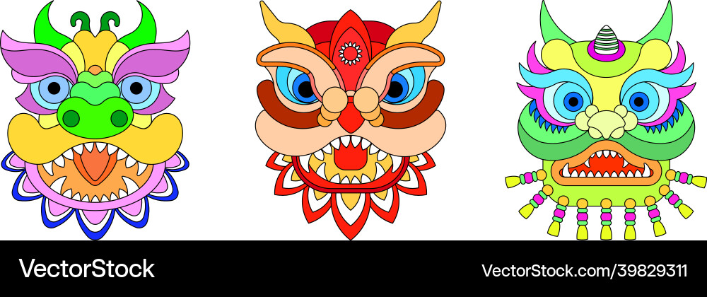 Chinese new year lion dance head flat Chinese new year lion dance head flat vector image