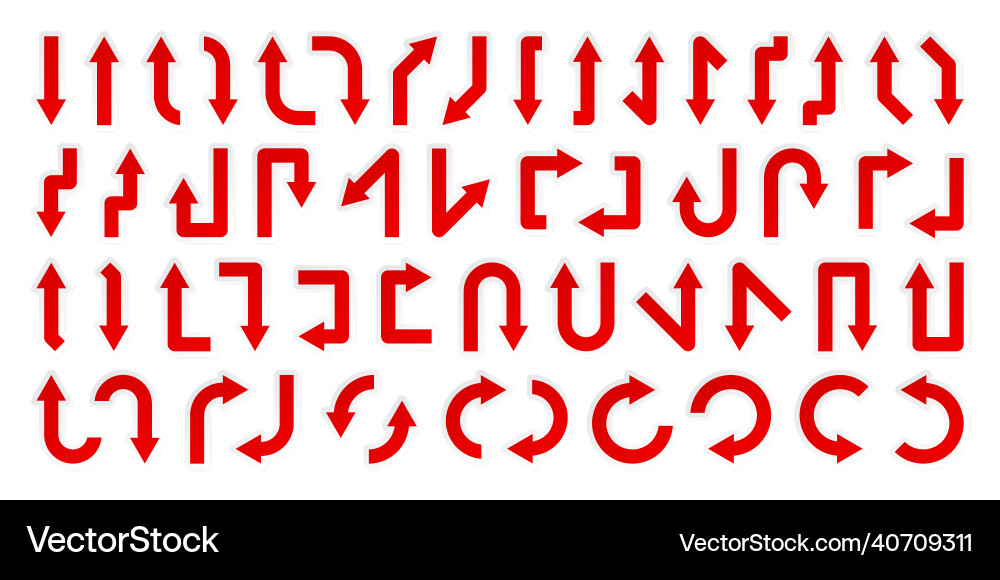 Colorful arrow stickers set red pointers Colorful arrow stickers set red pointers vector image