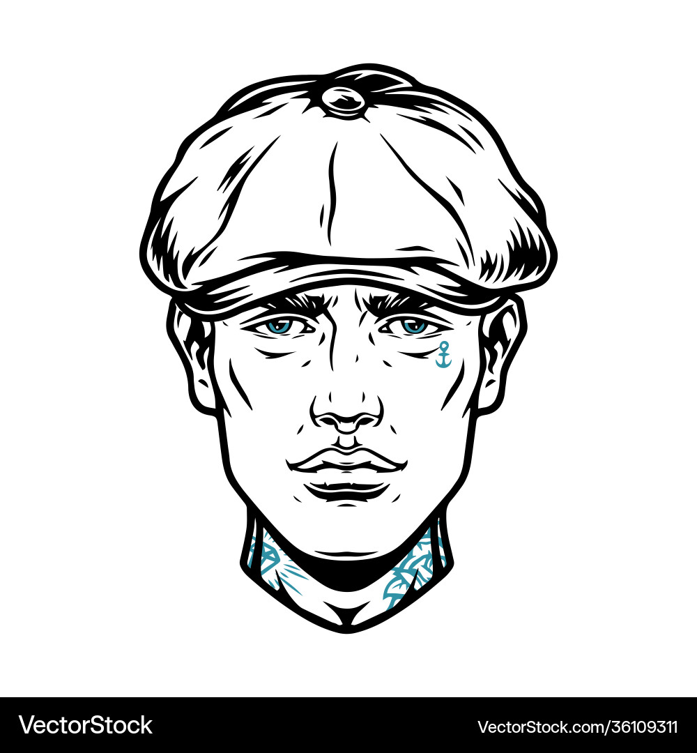 Handsome man head with tattoos Handsome man head with tattoos vector image