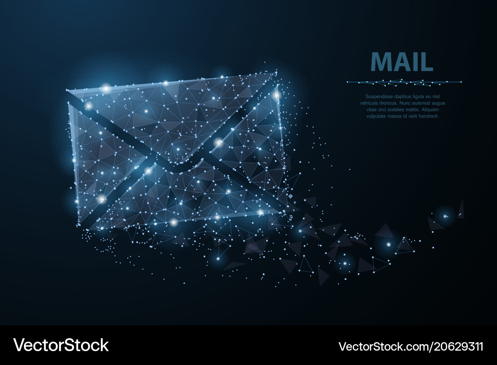 Message polygonal wireframe mesh with dots Message polygonal wireframe mesh with dots vector image
