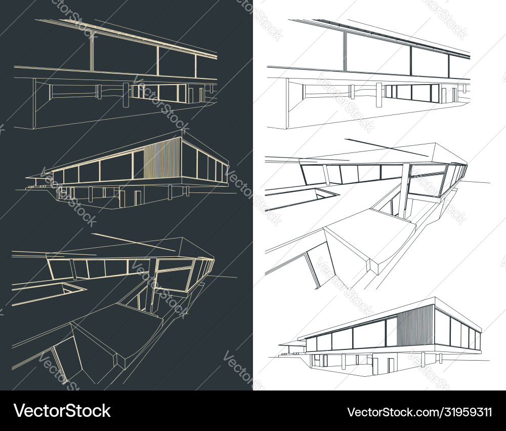 Modern Building Sketches - Architectural Concepts Vector Image