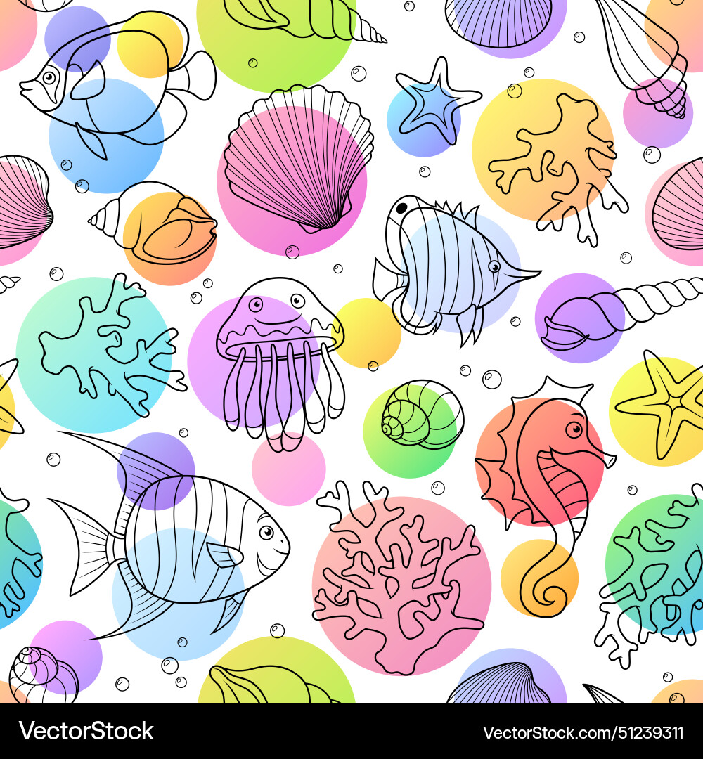 Seamless pattern with underwater creatures Vector Image