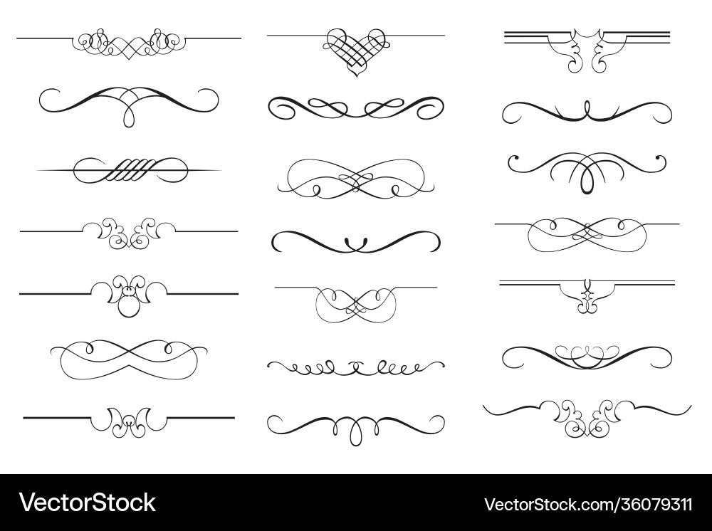 Set calligraphic design elements and page Vector Image