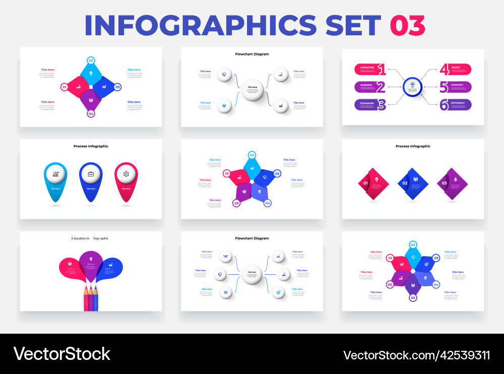 Set of the infographic elements flowcharts cycle Vector Image