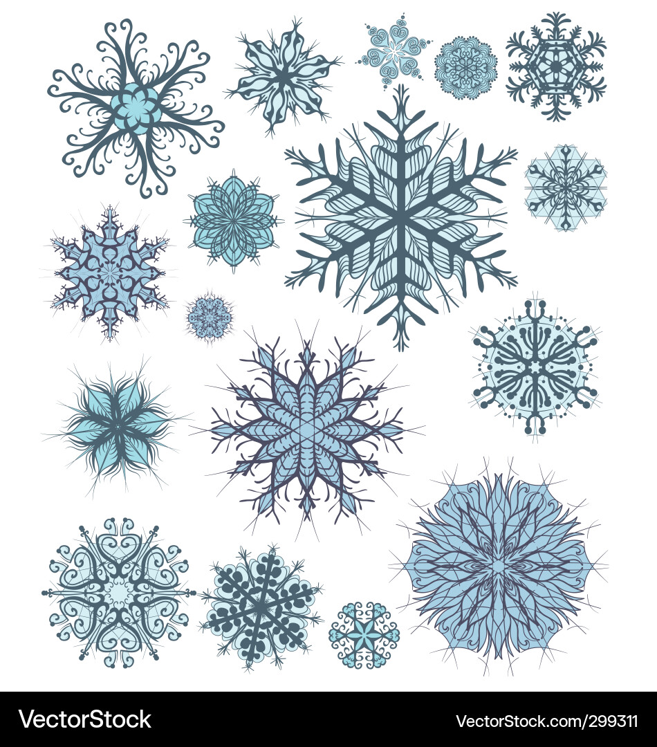 Snowflake design collection vector image