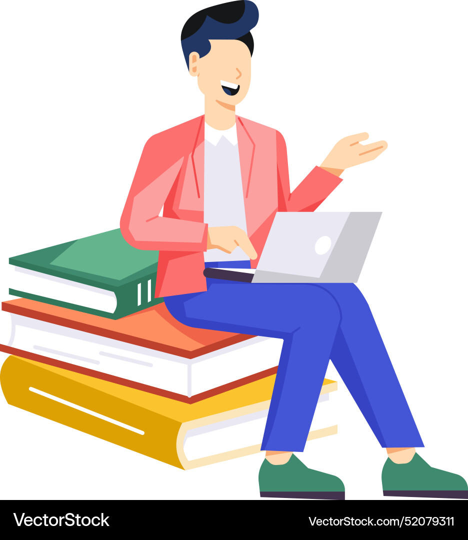 Weba flat character of student learni Vector Image