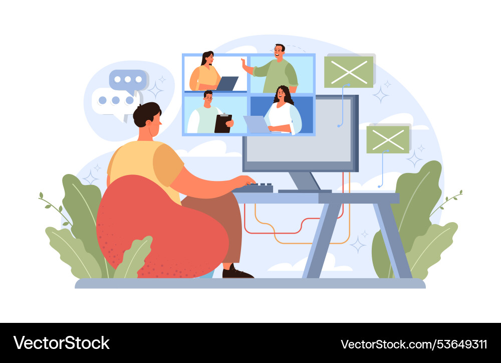 Workcation character working away from the office Vector Image