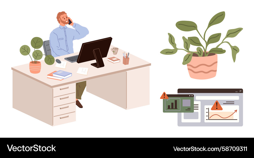 Worker Addressing Alerts Vector Image