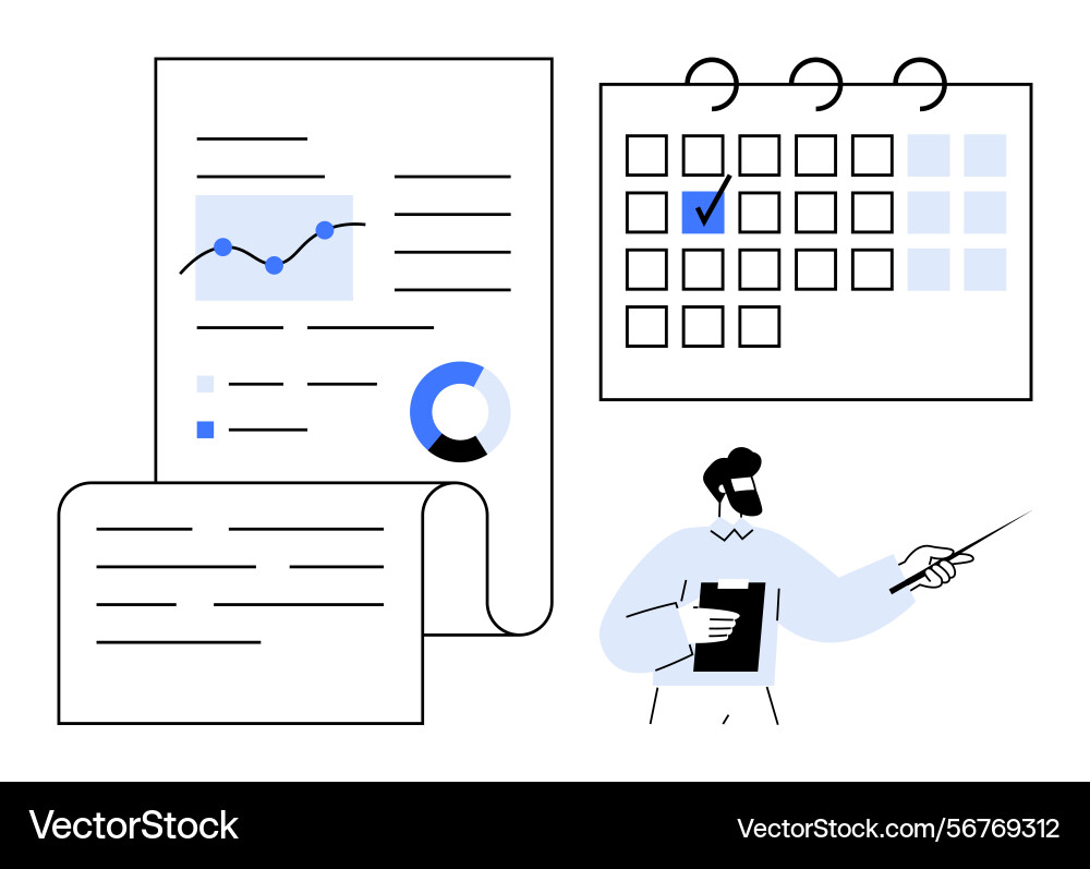 Business data analysis with reports calendar Vector Image