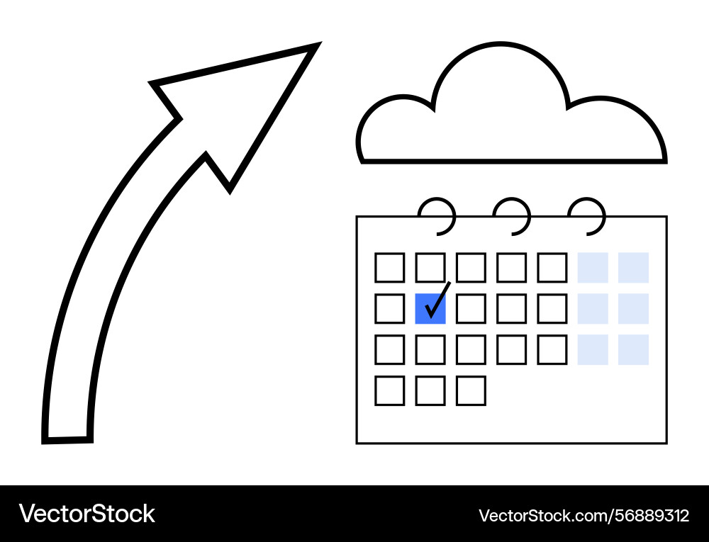 Cloud-based scheduling with progress arrow Cloud-based scheduling with progress arrow vector image