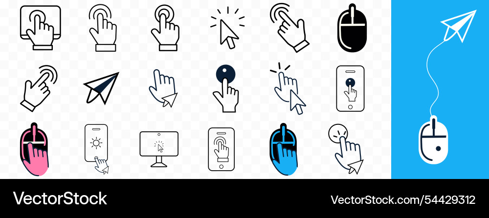 Flat hand click icon set vector image