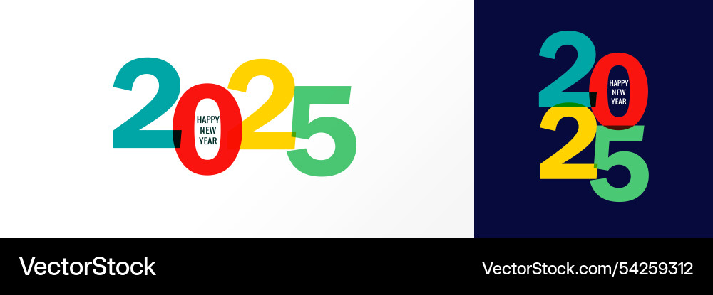 Happy new year 2025 multiple colored numbers logo Vector Image