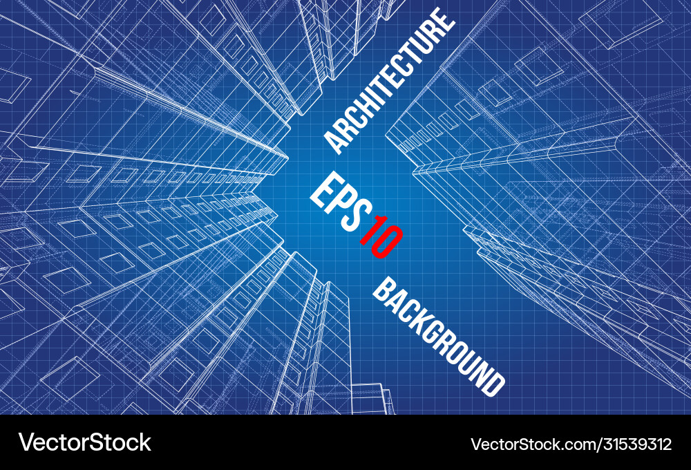Multi-Story Building Wireframe Model Vector Image