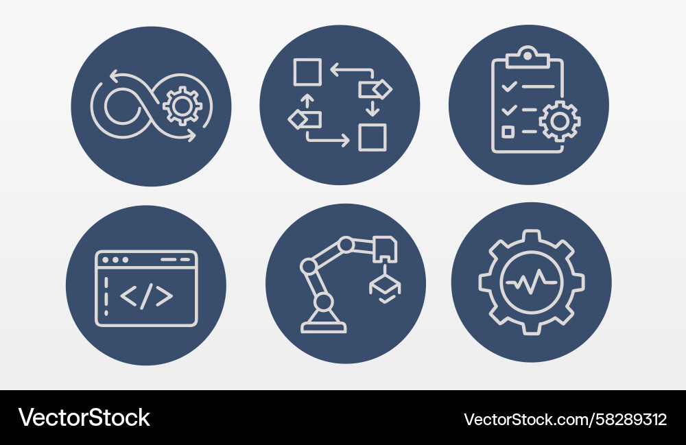Process Automation Workflow Icons Vector Image