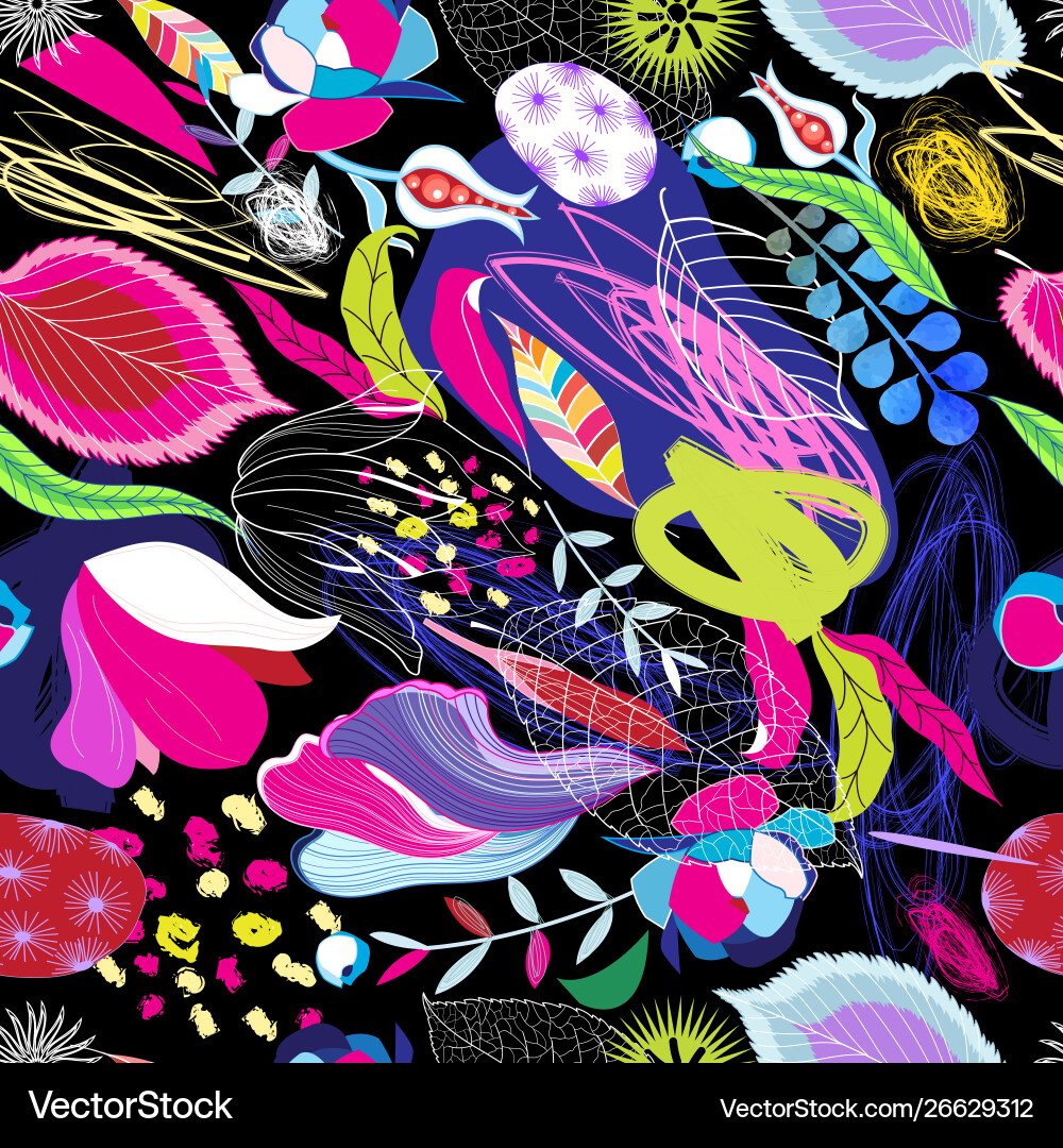 Seamless bright tropical pattern leaves spots Seamless bright tropical pattern leaves spots vector image