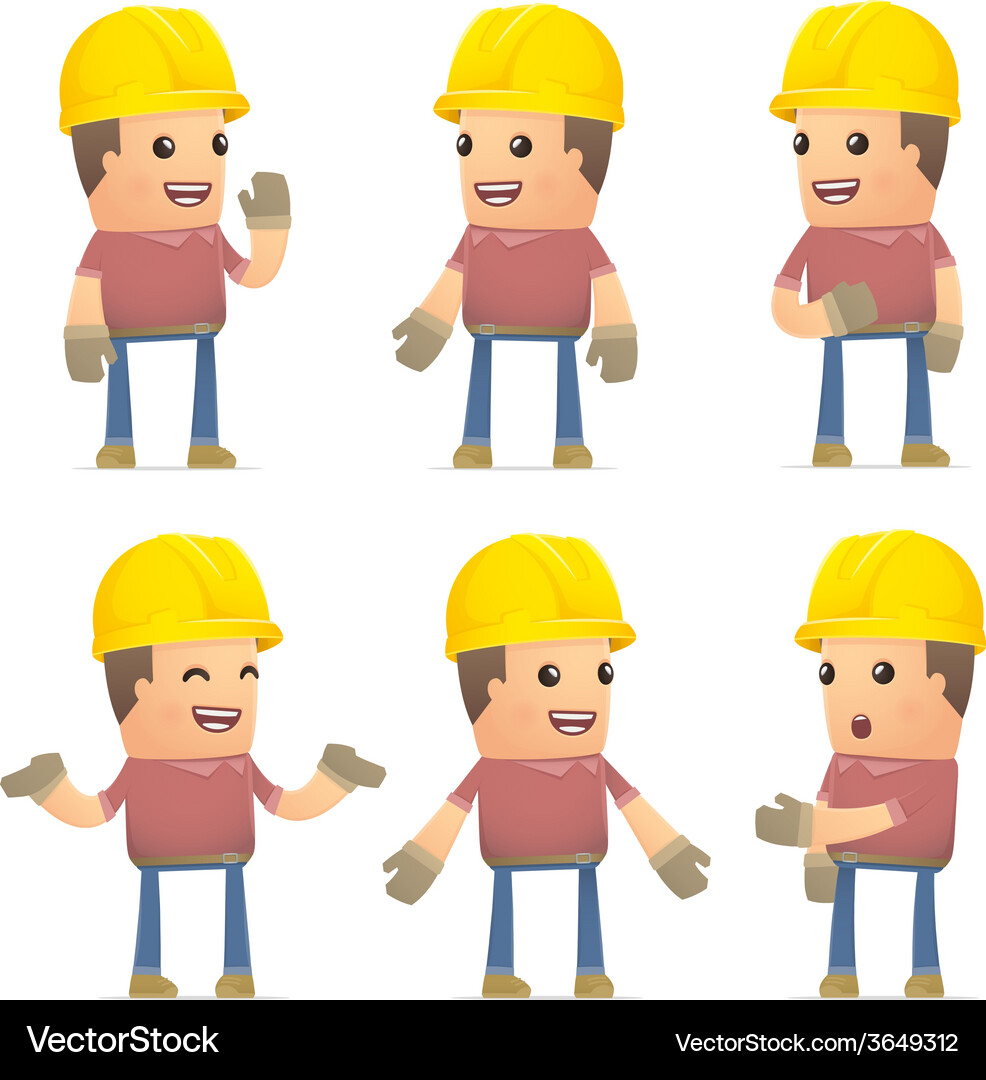 Set of builder character in different poses Vector Image