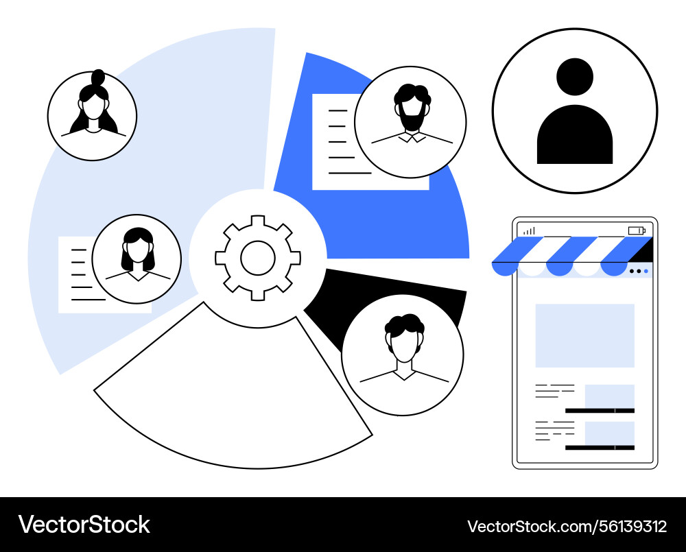Teamwork framework with gears profiles Teamwork framework with gears profiles vector image