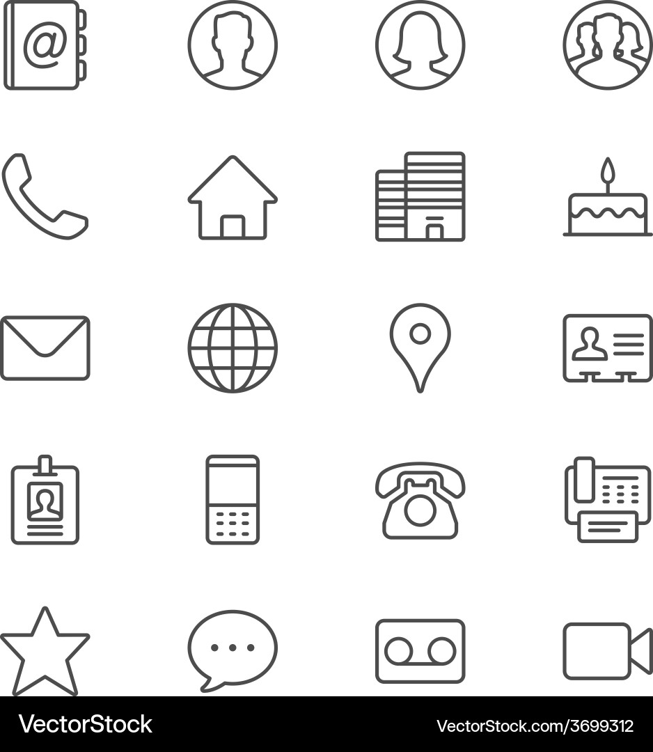 Thin Contact Icons vector image