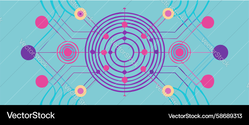 Abstract Tech Radial Network Vector Image