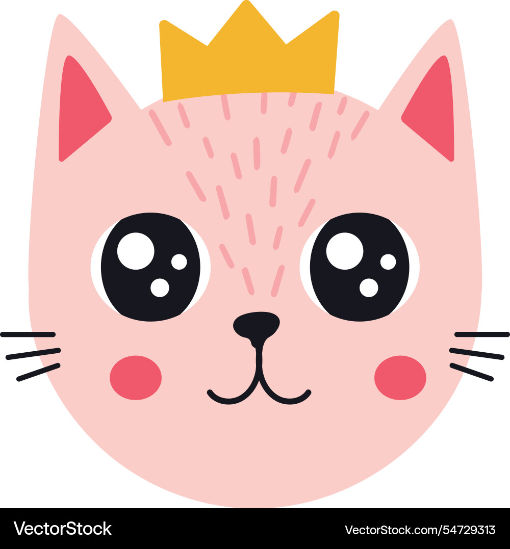 Adorable rosa Katze trägt eine goldene Krone Adorable rosa Katze trägt eine goldene Krone vektorbild