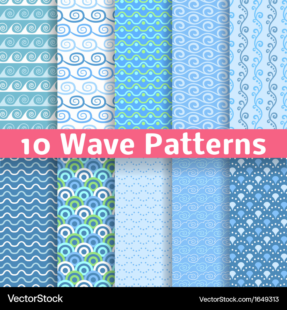Aqua Wave Patterns - Seamless Tile vector image