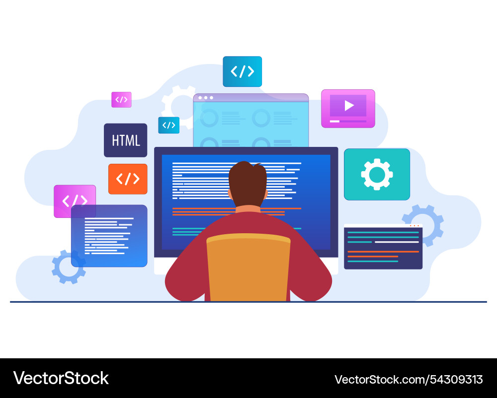 Coding and programming flat Coding and programming flat vector image