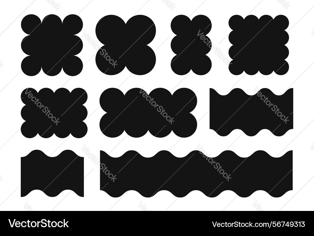 Collection of abstract black blob shapes vector image