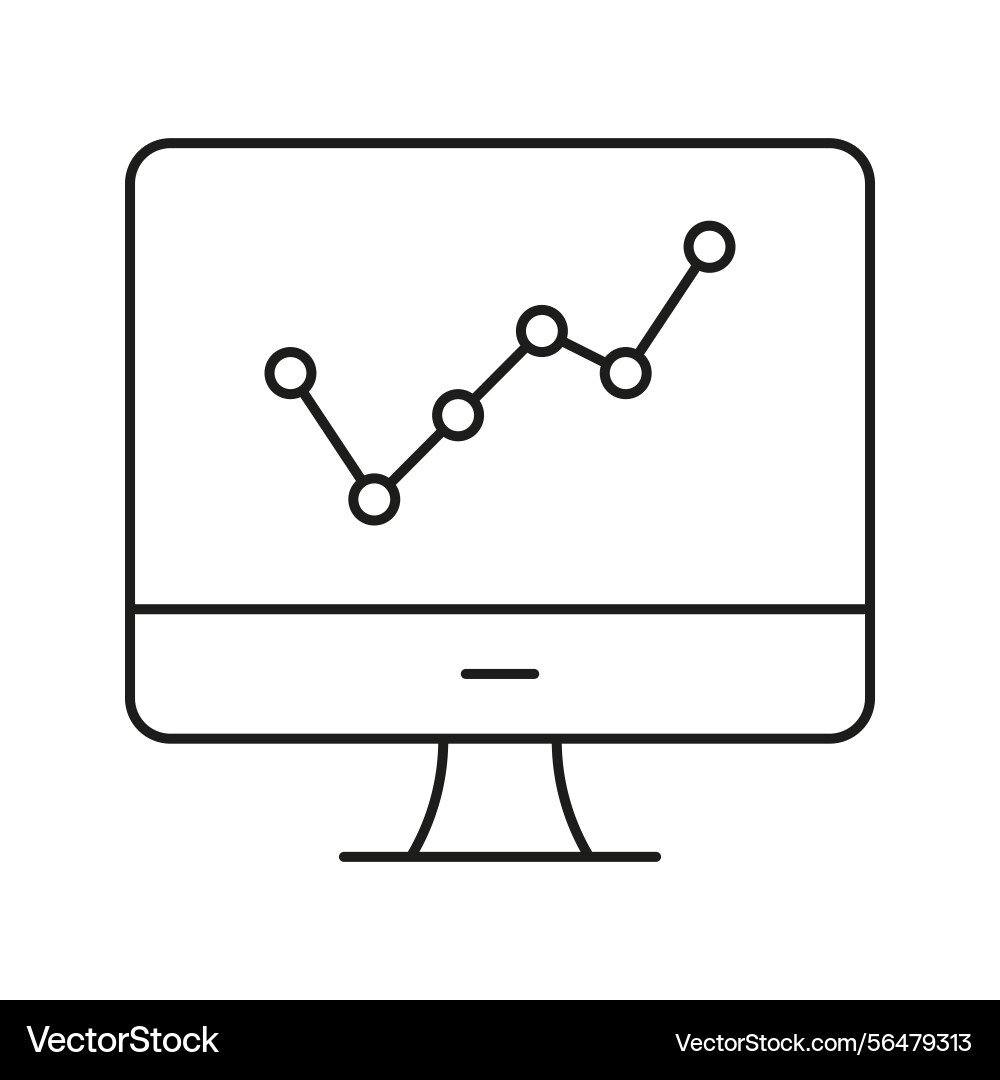 Computermonitor mit Zeilendiagramm-Icondaten Vektorbild