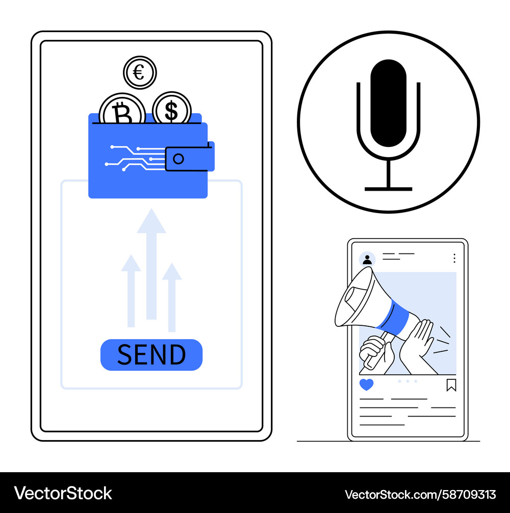 Cryptocurrency Transfer App – Royalty-Free Vector | VectorStock