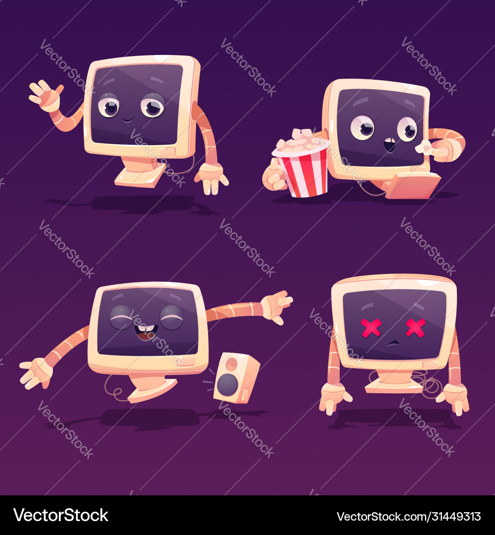 Cute Computer Bot Characters vector image