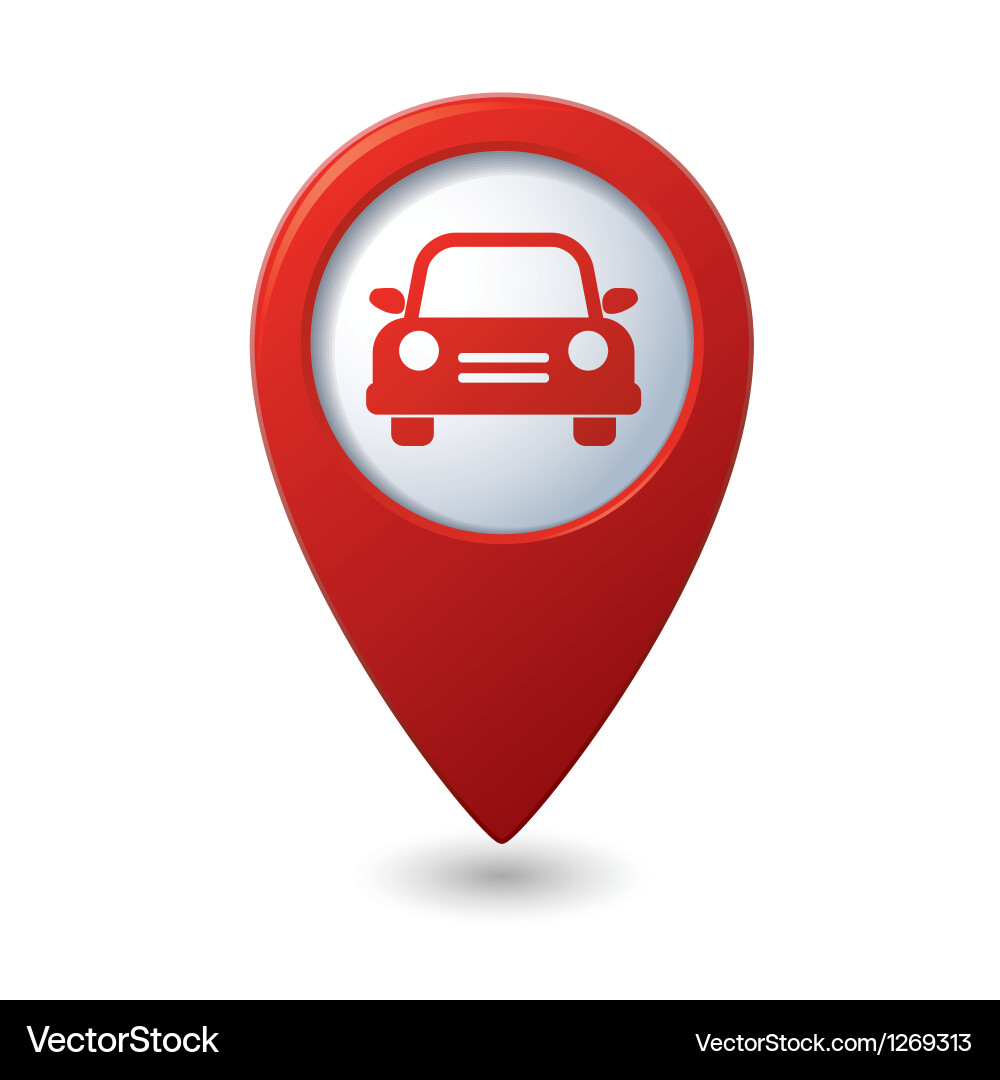 Navigation Pointer mit Auto Icon Vektorbild