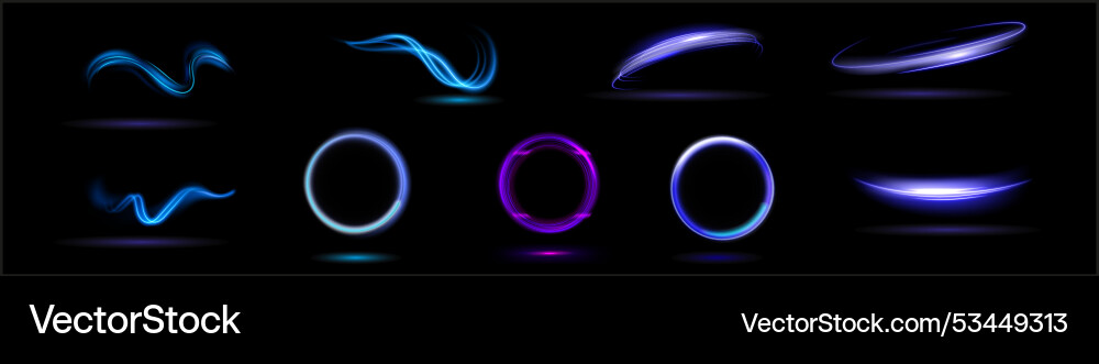 Neon swirl curve blue line light effect abstract Neon swirl curve blue line light effect abstract vector image