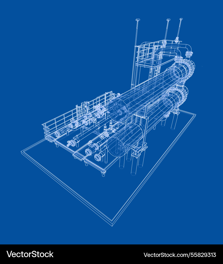 Petroleum heater exchanger rendering of 3d Petroleum heater exchanger rendering of 3d vector image