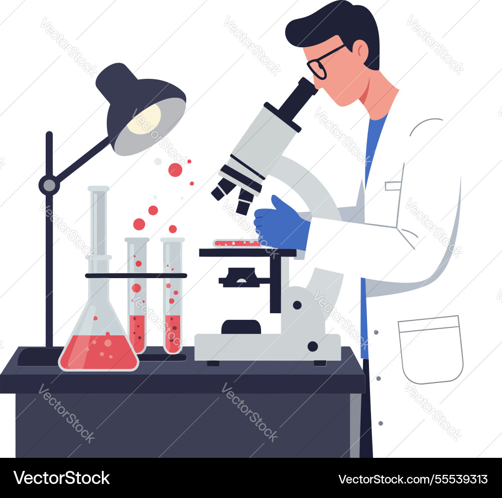 Scientist conducting experiments in a lab Scientist conducting experiments in a lab vector image