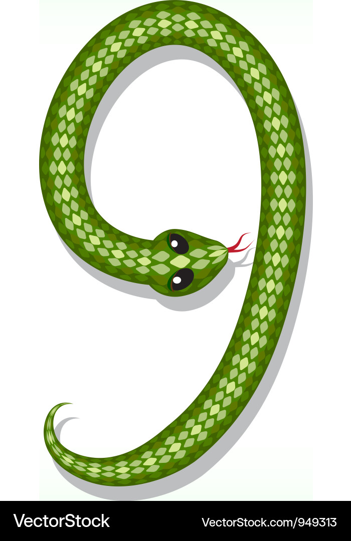 Snake Number 9 Digit Vector Image