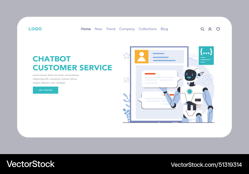 Chat bot web or landing ai-powered customer Chat bot web or landing ai-powered customer vector image