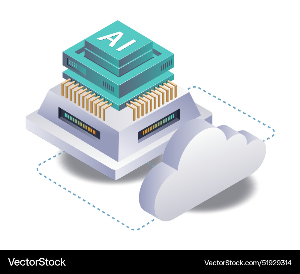 Data storage technology in artificial intelligence Vector Image