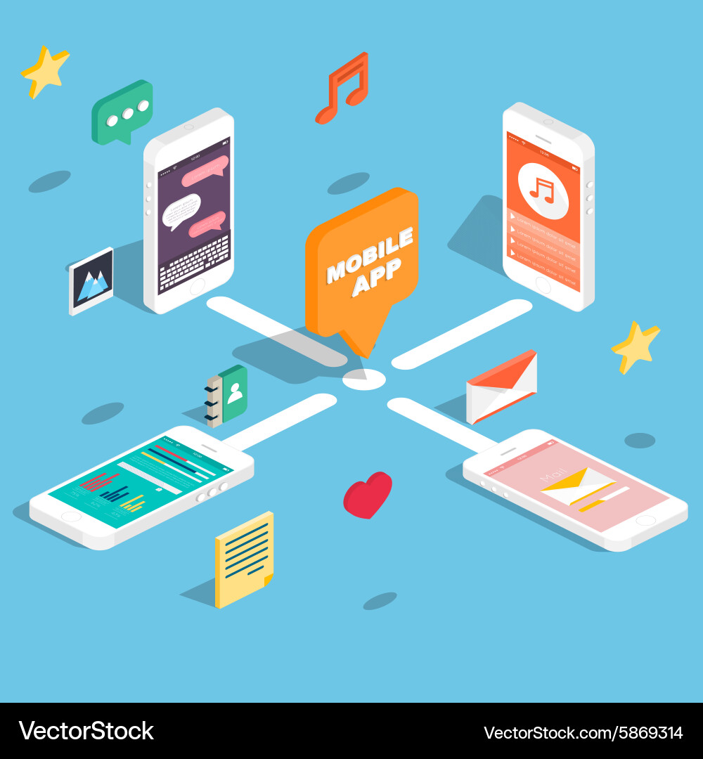 Isometric Phone App Development vector image