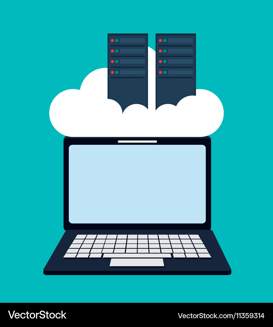 Laptop cloud computing and big data design Vector Image