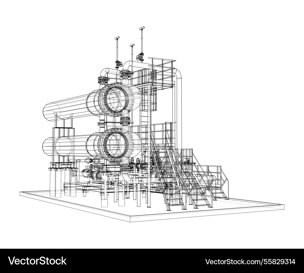 Petroleum heater exchanger rendering of 3d Petroleum heater exchanger rendering of 3d vector image