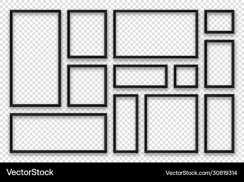 Realistische leere schwarze Bildrahmen Sammlung Realistische leere schwarze Bildrahmen Sammlung vektorbild